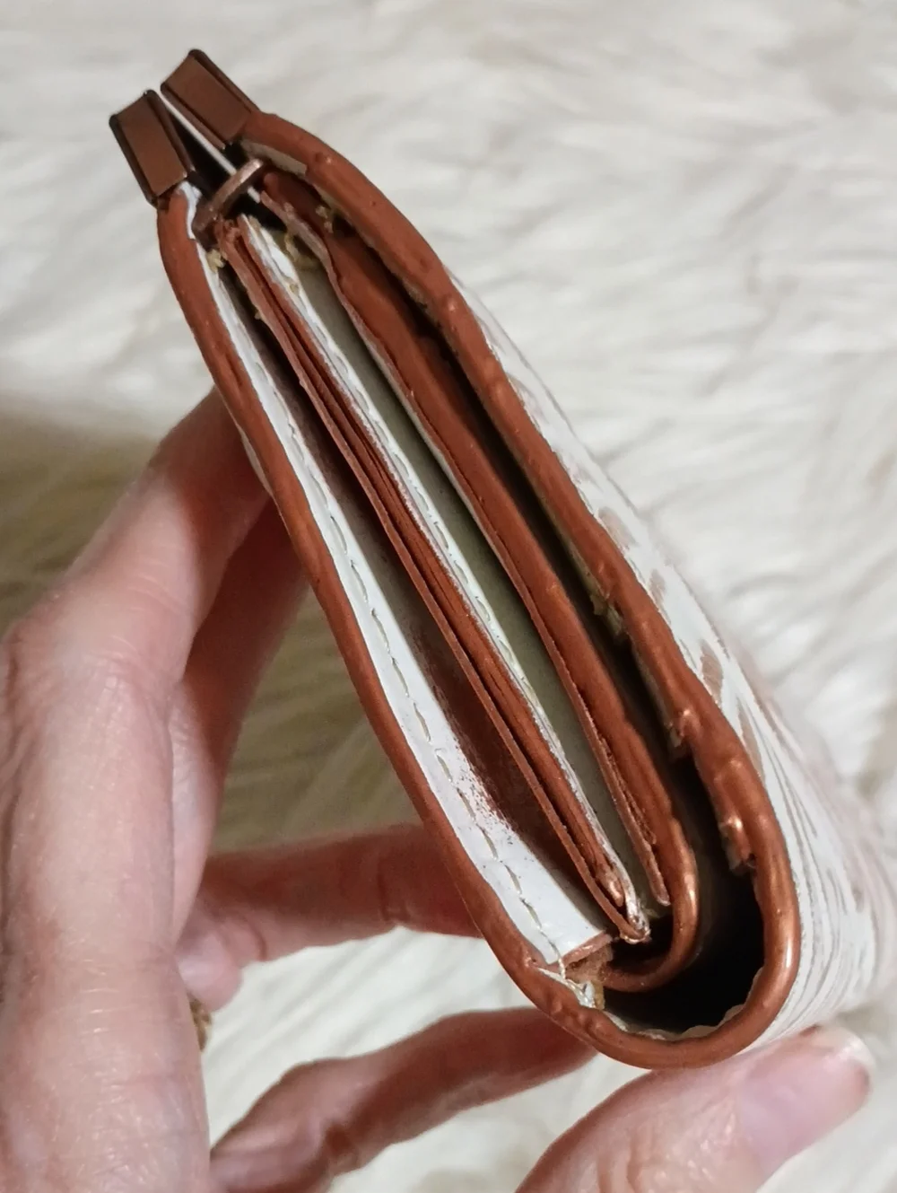 Leather embossed Floral Wallet copper Rose Gold Patricia Nash